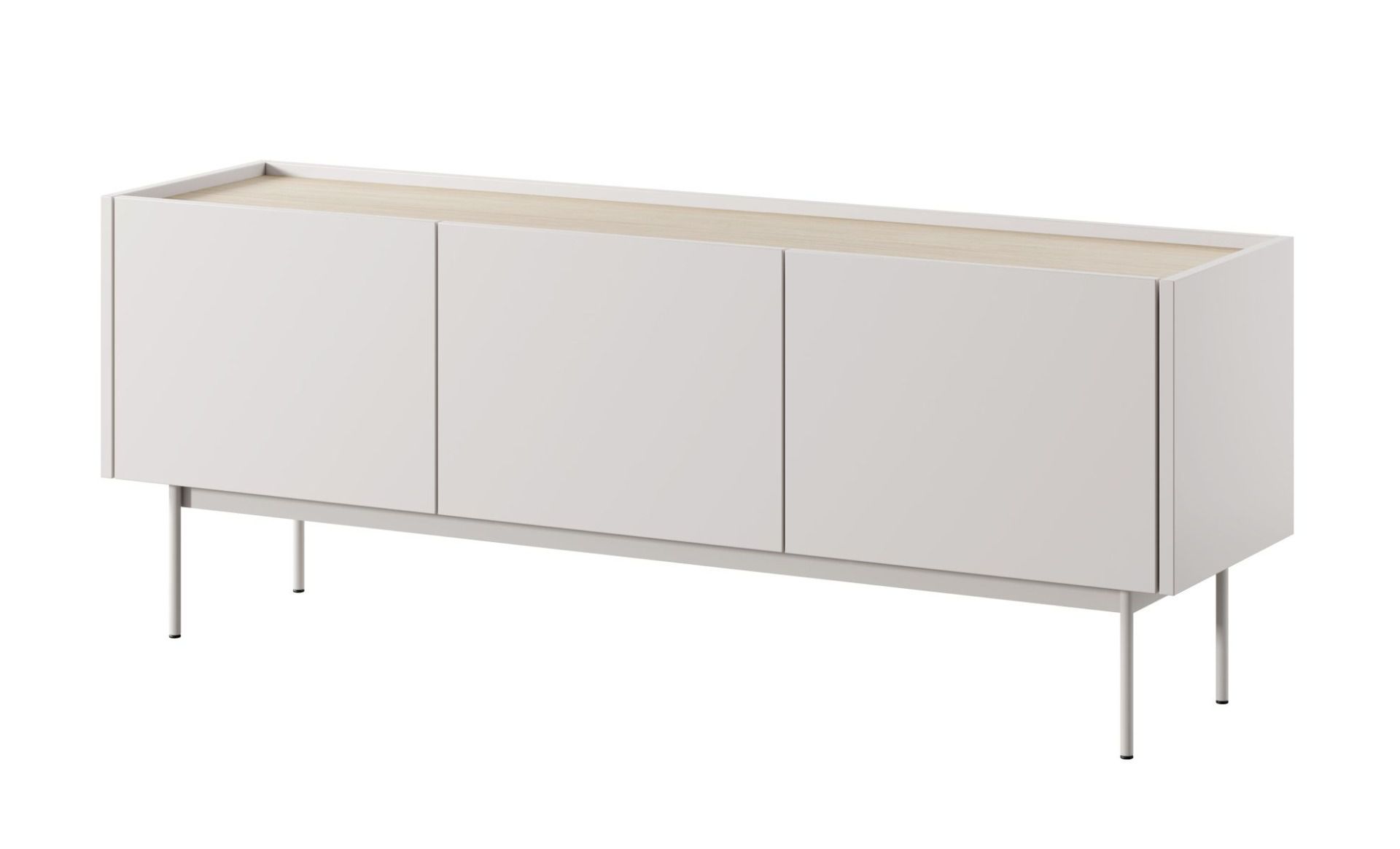 TV-Unterschrank Cascob 01, Kaschmir / Eiche, 55 x 144 x 37 cm, mit 3 Fächern und Soft Close System, robust und stabil, hochwertige Materialien