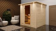 Sauna "Jonna" SET mit bronzierter Tür und Kranz  mit Ofen 9 kW - 224 x 210 x 206 cm (B x T x H)