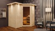 Sauna "Tjara 1" SET mit Kranz und Ofen BIO 9 kW - 221 x 198 x 212 cm (B x T x H)