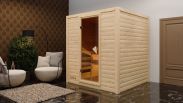 Sauna "Jonna" SET mit bronzierter Tür & Ofen externe Steuerung easy 9 kW Edelstahl - 196 x 196 x 200 cm (B x T x H)