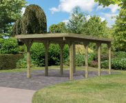 Einzelcarport Classic 2  Variante A SET mit Stahldachplatten, Farbe: Natur KDI, Grundfläche 14,1 m²