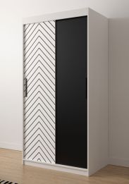 Kleiner Kleiderschrank im modernen Design Mulhacen 04, Farbe: Weiß matt / Schwarz matt - Abmessungen: 200 x 100 x 62 cm (H x B x T), mit genügend Stauraum