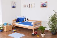 Jugendbett / Kinderbett "Easy Premium Line" K1/n/s, Buche Vollholz massiv Natur - Maße: 90 x 190 cm