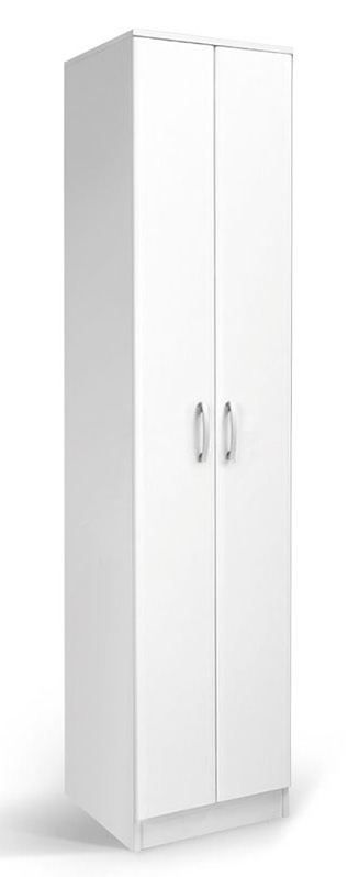 Drehtürenschrank / Kleiderschrank Muros 01, Farbe: Weiß - 222 x 50 x 52 cm (H x B x T)