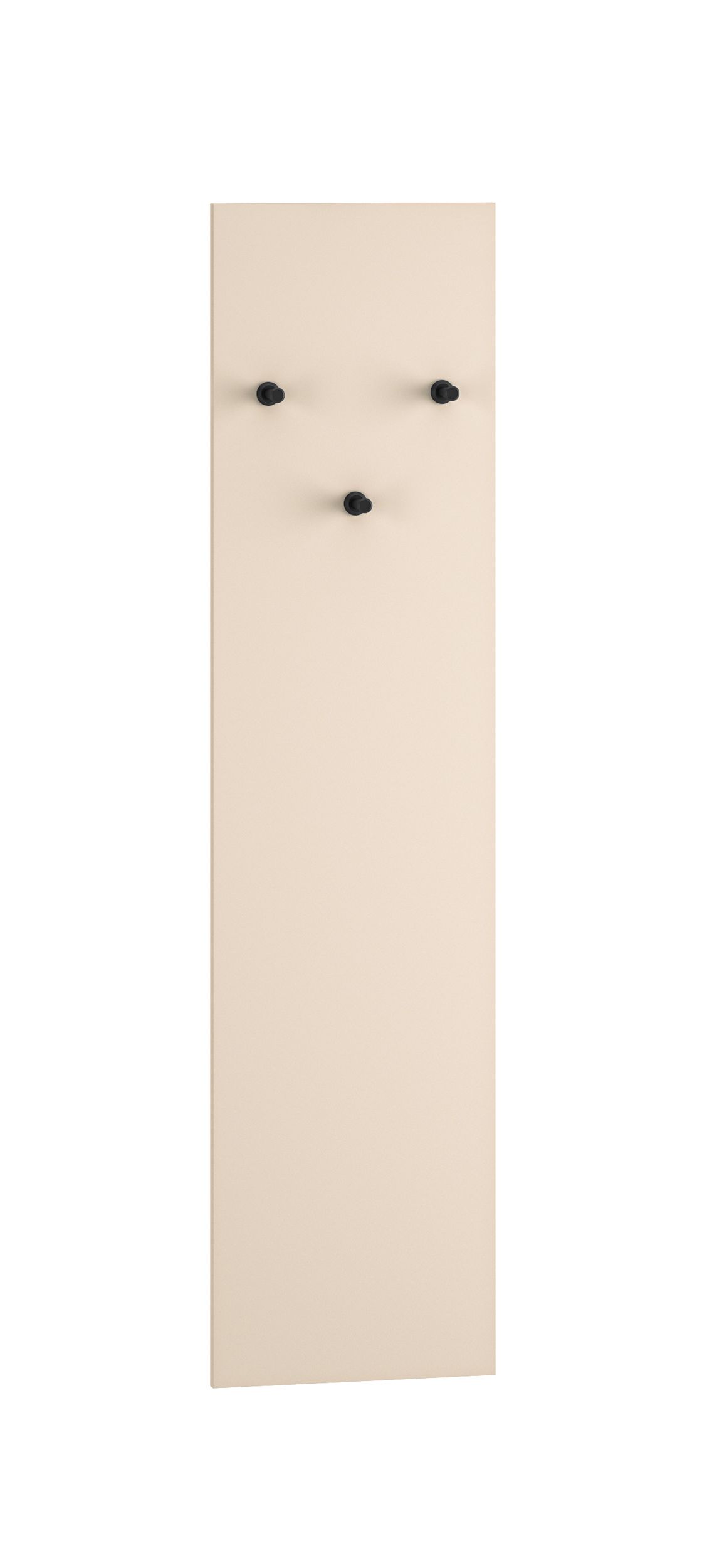 Garderobe mit drei Haken Petkula 18, Farbe: Beige hell, ABS-Kantenschutz, für Vorraum, Haken: Schwarz, modernes und einfaches Design