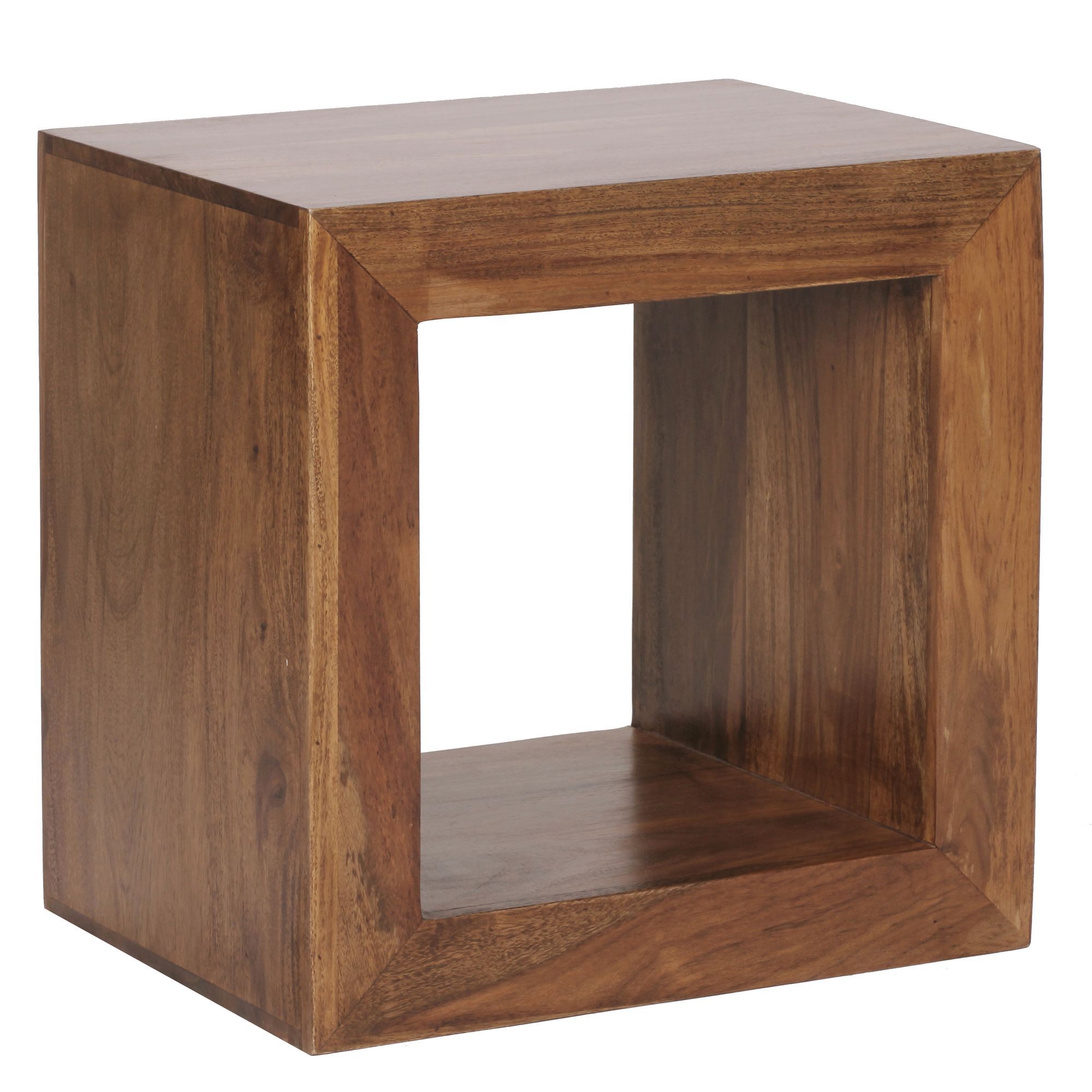 Cube Regal / Beistelltisch aus Sheesham Massivholz Apolo 154, Farbe: Sheesham Gebeizt - Abmessungen: 44 x 33 x 44 cm (H x B x T), gefertigt in Handarbeit