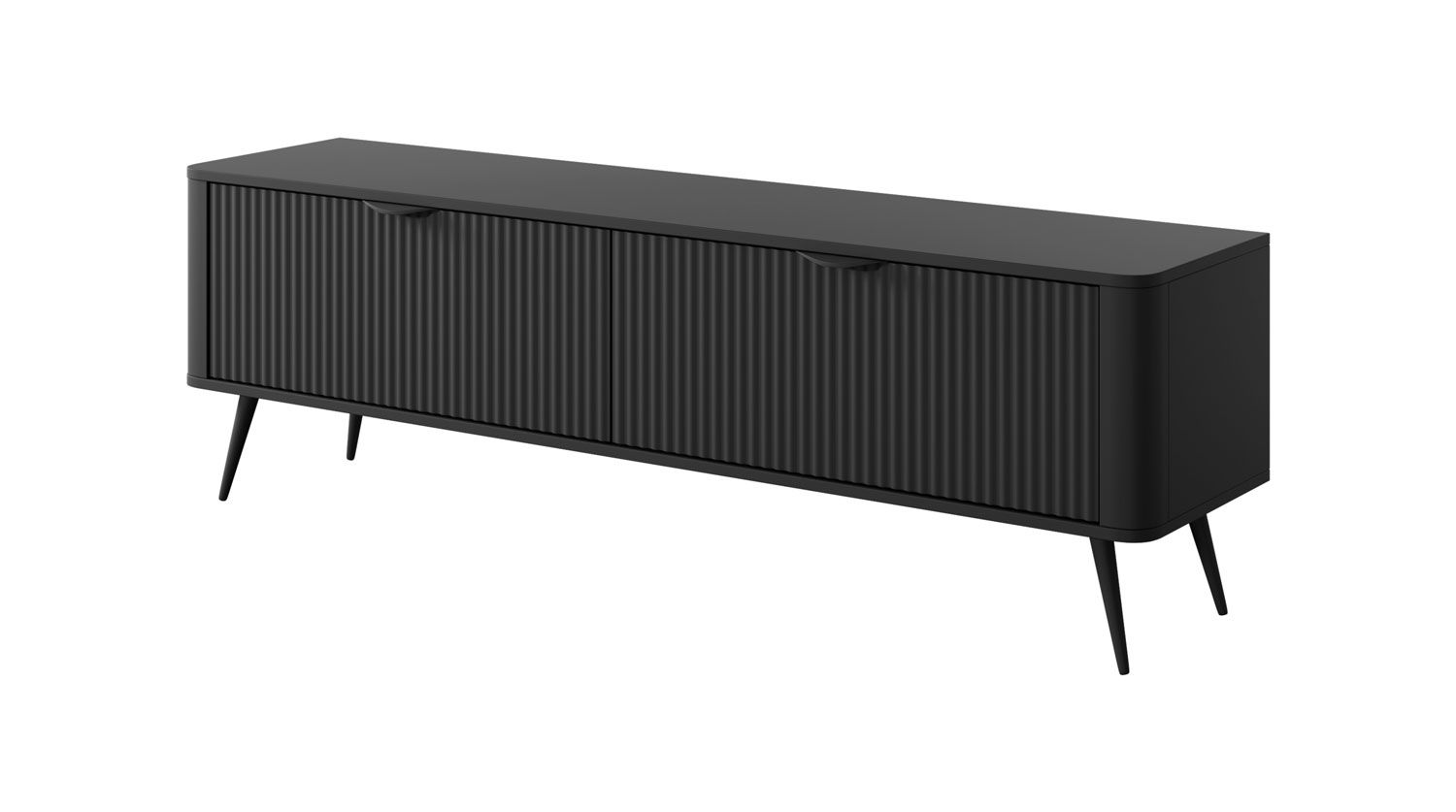 TV-Möbel / TV-Unterschrank mit modernen Design Sloughia 13, Farbe: Schwarz, zwei Kippfächer, Maße: 51 x 163 x 38cm, ABS-Kantenschutz