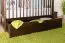 Schlichtes Gitterbett / Kinderbett Kiefer massiv Vollholz Walnussfarben 102, 60 x 120 cm, inkl. Lattenrost, inkl. Schublade, mit drei höhenverstellbaren Stufen