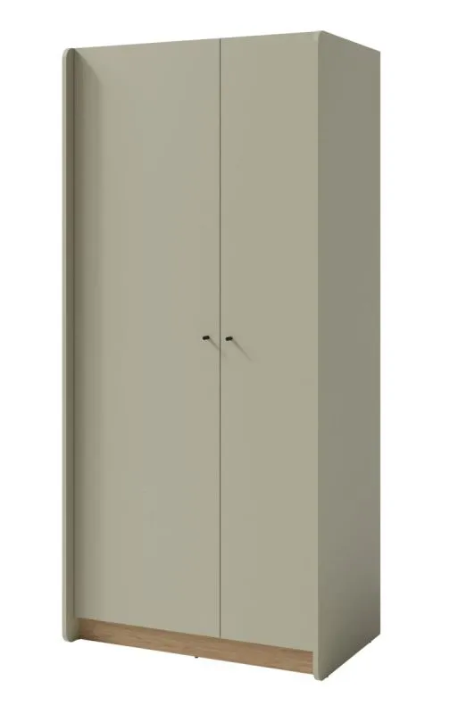 Schlichter Kleiderschrank Sampont 03, Mintgrün / Eiche dunkel, 195 x 90 x 52 cm, mit 7 Fächern und 1 Kleiderstange, ABS-Kanten, hochwertig verarbeitet