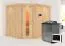 Sauna "Samu" SET mit Energiespartür Tür und Kranz  - Farbe: Natur, Ofen BIO 9 kW - 245 x 210 x 202 cm (B x T x H)