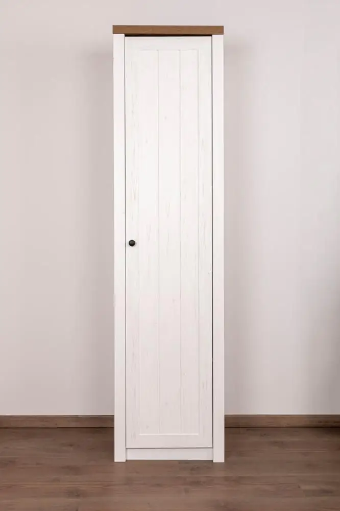 Garderobenschrank schmal, 50 1, Türen (cm) / 198, weiß Farbe: (cm) Eiche Abmessungen: x Länge/Tiefe x Braun x 198 - (cm) Höhe Breite B T), Anzahl cm 43, 43 (H Kiefer x
